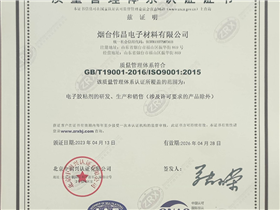 质量管理体系认证证书